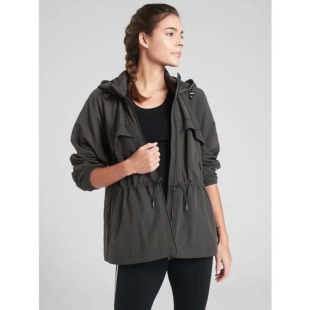 ✨Athleta Rain to Shine Jacket Hooded Arbor Olive Sz Medium Jacket✨